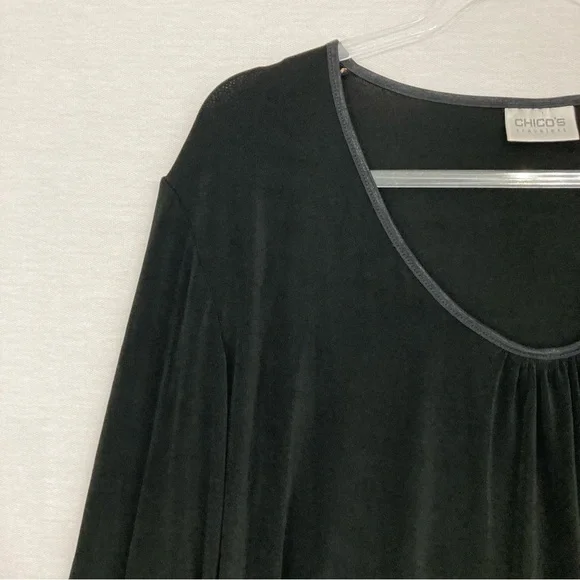 Chico's Travelers Black Slinky Knit Stretch Comfy Top XL/3 Minimalist - Picture 5 of 9